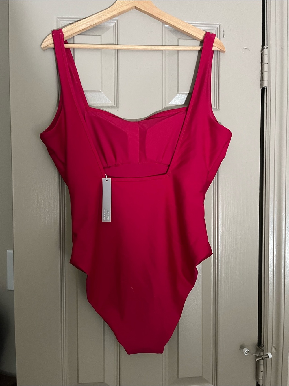 J. Crew Women's Raspberry-Red One-Piece Swimsuit - Picture 2 of 5